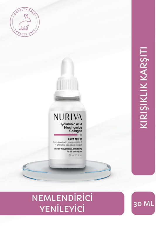 Yoğun Nem ve Yaşlanma Karşıtı Yenileyici Serum – Hyaluronik Asit & Kolajen & Niasinamid 30 ml