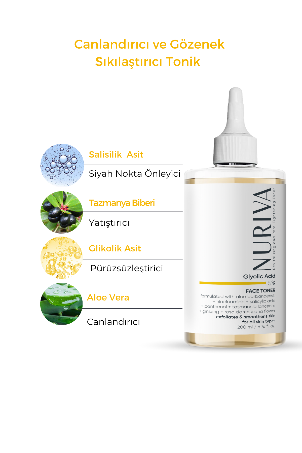 Yağlı ve Karma Ciltler İçin Canlandırıcı Tonik – Akneye Karşı, Gözenek Görünümünü Azaltıcı 200 ml