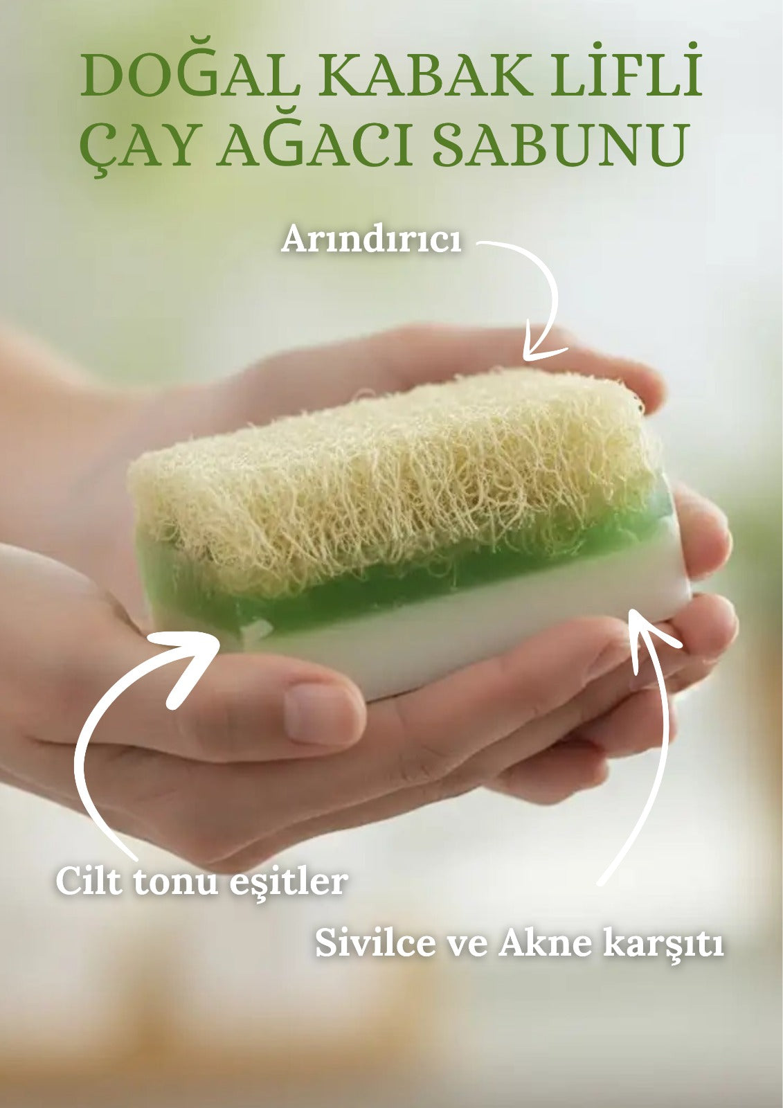 Doğal Kabak Lifli Çay Ağacı Sabunu 120 g – Karşıtı & Arındırıcı Peeling Sabunu