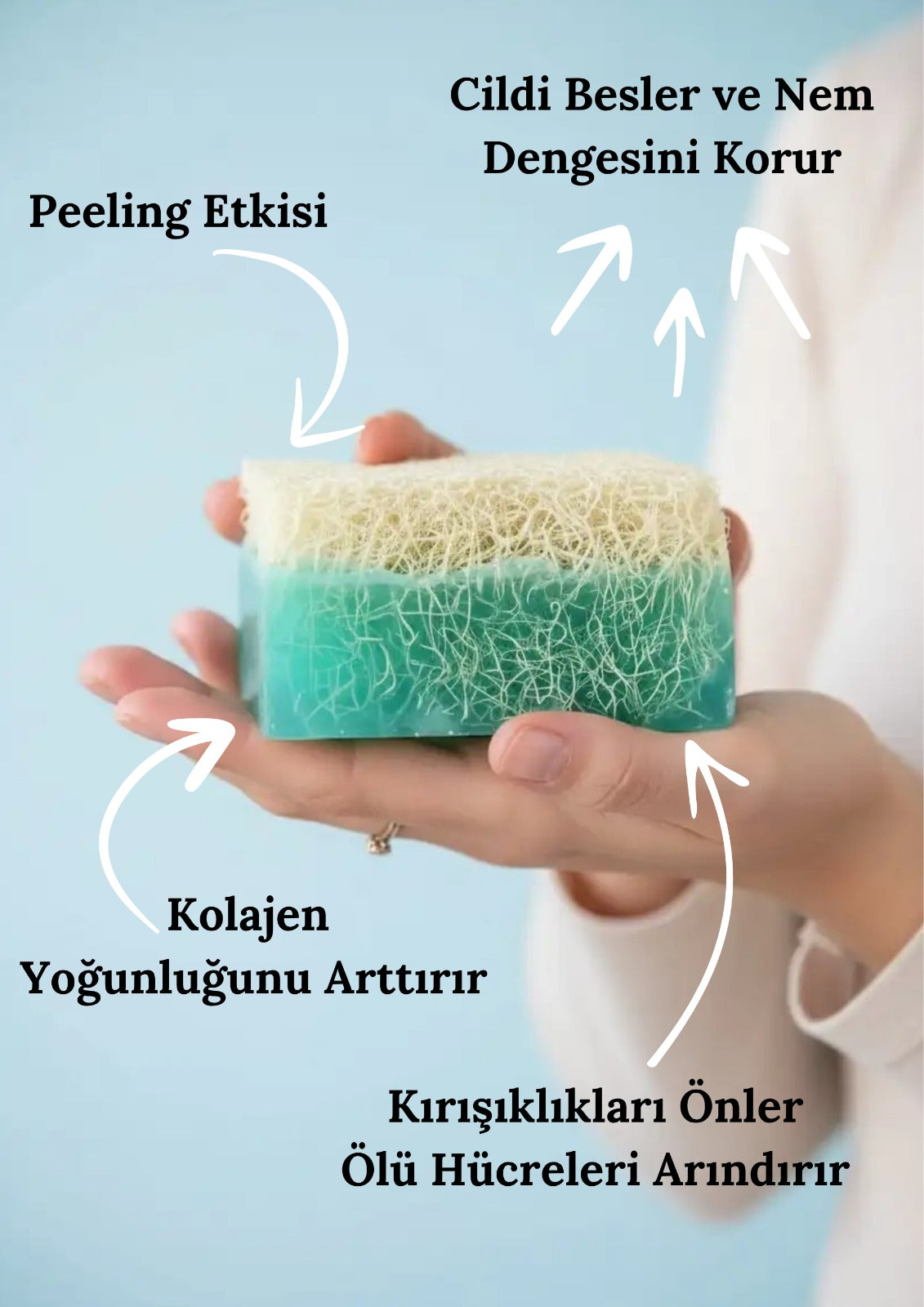 Doğal Kabak Lifli Kolajen Sabun 120 g – Peeling Etkili, Nemlendirici ve Sıkılaştırıcı Sabun