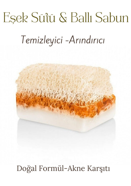 Doğal Kabak Lifli Ballı Eşek Sütlü Sabun – 120 g | Peeling & Nemlendirici Etki