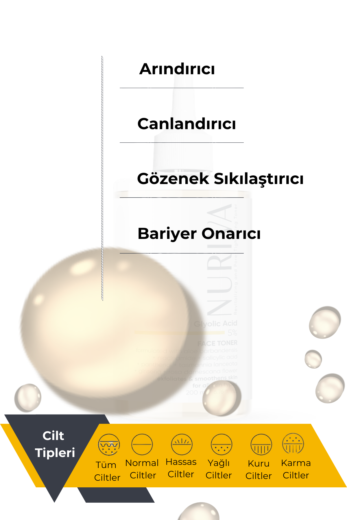Yağlı ve Karma Ciltler İçin Canlandırıcı Tonik – Akneye Karşı, Gözenek Görünümünü Azaltıcı 200 ml